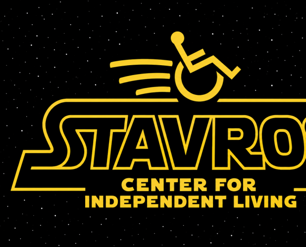 Stavros logo made to look like the Star Wars logo
